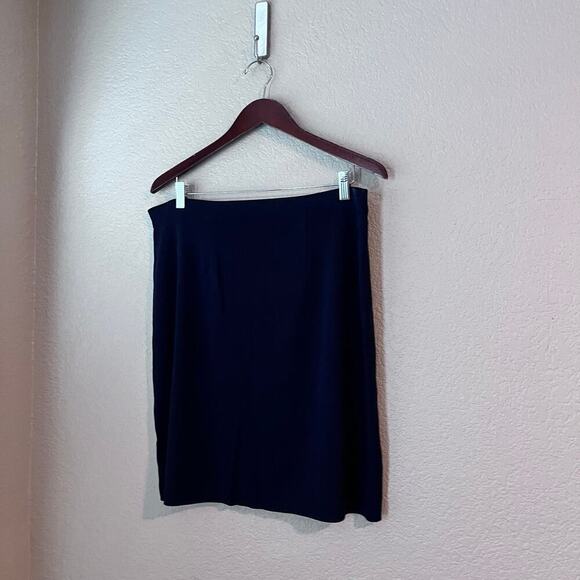 Exclusively Misook Women's Knee Length Skirt Petite X Large Navy Blue XL - Picture 2 of 6